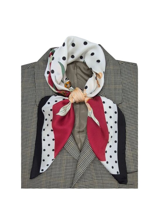 Unbranded Other - ⭐Luxurious Silky Floral Polka Dot Square Scarf White Black Vintage-Inspired New⭐